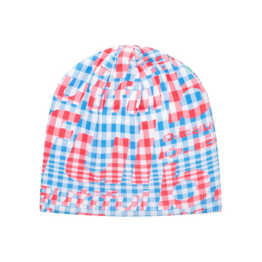 b.Eautiful - Mix Checker Beanie (Purple / Blue)