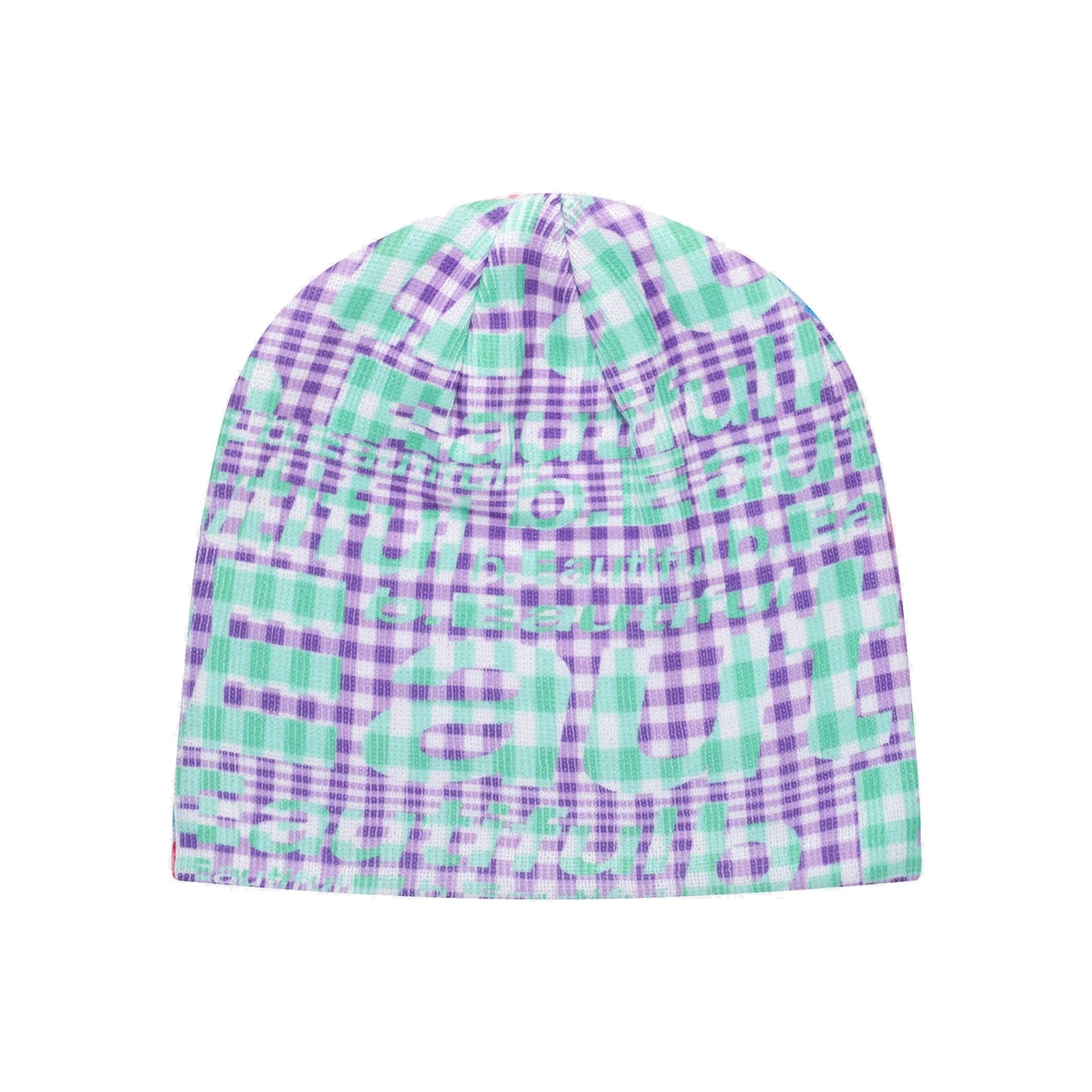 b.Eautiful - Mix Checker Beanie (Purple / Blue)