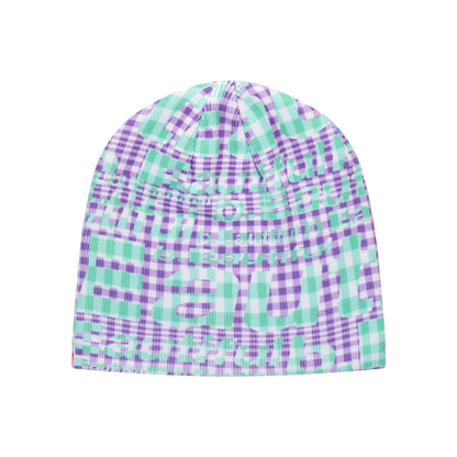 b.Eautiful - Mix Checker Beanie (Purple / Blue)