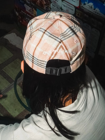 Golden Triangle Plaid Cap (Salmon)